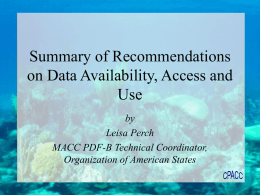 Summary of Recommendations on Data Availability, Access and Use
