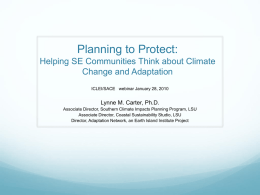 Helping SE Communities Think about Climate Change and Adaptation