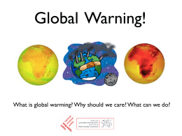 Global warming: why should we care? (30 min discussion)