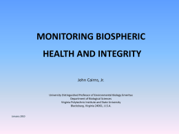 Monitoring Biospheric Health and Integrity