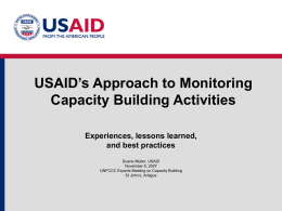 USAID`s Approach to Monitoring Capacity Building Activities
