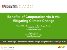 Benefits of cooperation vis-à-vis mitigating climate