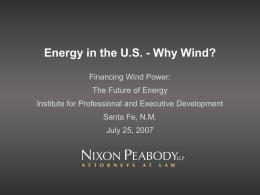 Why Wind Energy in the United States?