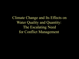 Climate Change and Its Effects on Water Quality and