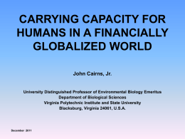 carrying capacity for humans in a financially globalized world