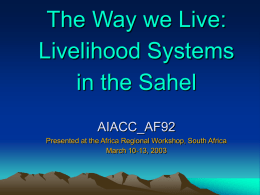 Livelihood Systems in the Sahel