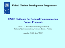 UNDP Guidance for National Communication Project