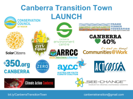 What is Canberra Transition Town? - SEE