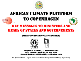 African climate platform to Copenhagen. Key messages to