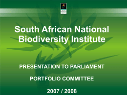 South African National Biodiversity Institute presentation