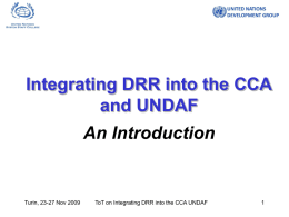 Integrating DRR into CCA/UNDAF