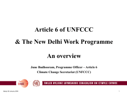 Introduction to Article 6 and New Delhi Work Programme