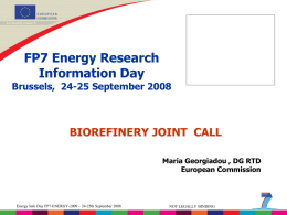 Biorefineries Joint Call Topic 3.3.1: Sustainable