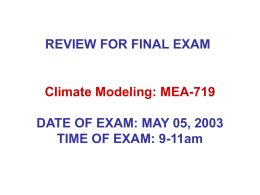 Climate Dynamics & Variability MEA 593O 002 call no