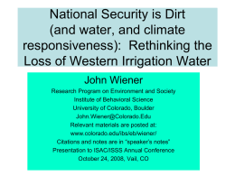National Security is Dirt (and water, and climate responsiveness)