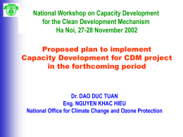 Proposed Plan to implement Capacity Development for CDM Project