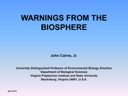 WARNINGS FROM THE BIOSPHERE