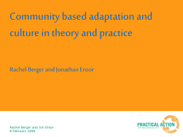 Community based adaptation and culture in theory and practice