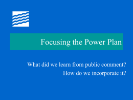Focusing the Power Plan - Northwest Power & Conservation Council