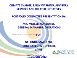 Climate Change, Early Warning, Advisory Services and Related