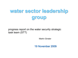 Progress Report on the Water Security Strategic Task Team