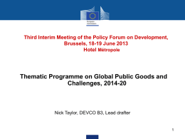 Thematic Programme on Global Public Goods and Challenges