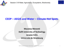 CEOP-AEGIS contribution to GEOSSS Water theme