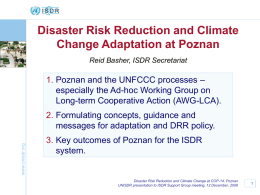 Disaster Risk Reduction and Climate Change Adaptation at
