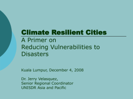 Climate Resilient Cities : a Primer on Reducing