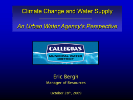 Urban Water Agency Prespective
