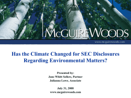 Has the Climate Changed for SEC Disclosures Regarding