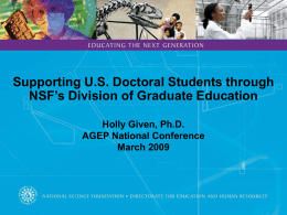 Supporting U.S. Doctoral Students through NSF`s - NSF-AGEP