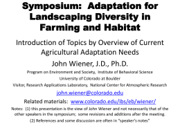 Adaptation for Landscaping Diversity in Farming and Habitat