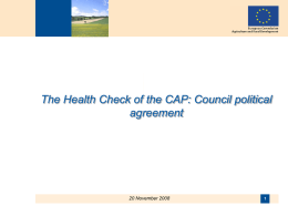 The “Health Check” of the CAP reform: Legislative proposals