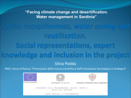 Silvia Podda. Social receptiveness, water saving and reutilization