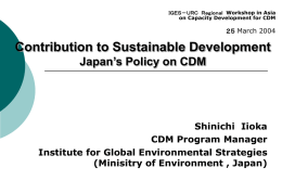 CDM/JI Feasibility Studies - Capacity Development for the CDM