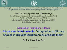 “Adaptation to Climate Change in Drought Stricken Areas of South