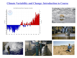 Climate Variability and Change: Introduction to Course