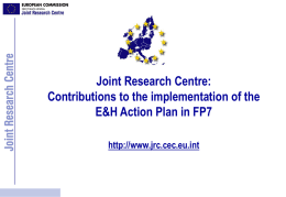 JRC contributions to the implementation of the Action Plan
