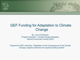 GEF Funding for Adaptation to Climate Change