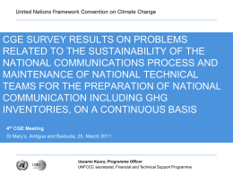 CGE survey results on problems related to the sustainability