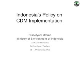 Indonesia`s Policy on CDM Implementation