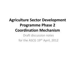ASDP 2 Coordination Mechanism - Tanzania -