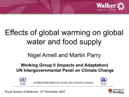 Effects of global warming on global water and food
