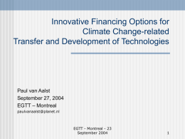 Innovative Financing Options for Climate Change-related