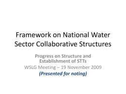 Framework on National Water Sector Collaborative Structures