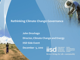 Rethinking Climate Change Governance IISD Side Event Facilitator