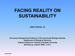 FACING REALITY ON SUSTAINABILITY