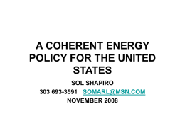 a coherent energy policy for the united states