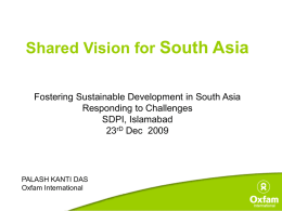 Shared Vision for South Asia - Pakistan Institute of Trade And